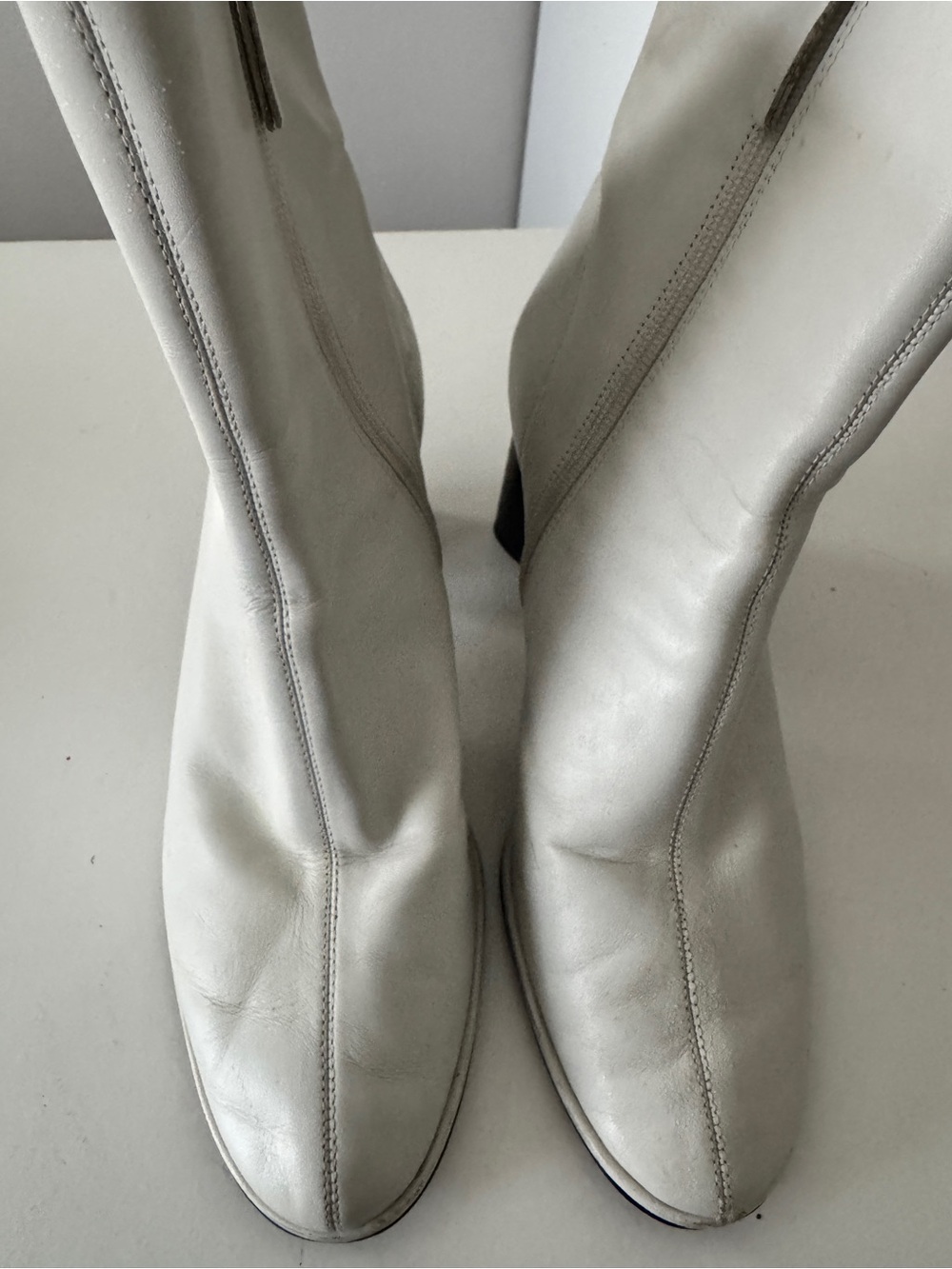 Zara Women’s White Leather Mid-Calf Zip Boots